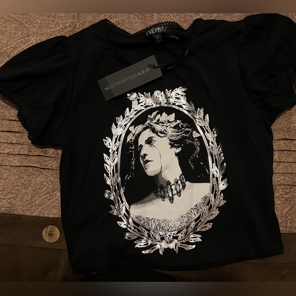 dolls kill widow crop top victorian metallic NWT goth vampire